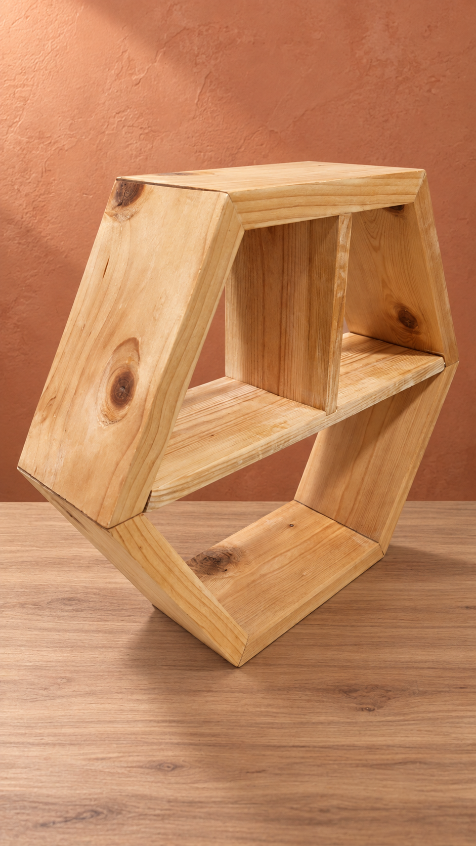 Handmade geometric wall shelf
