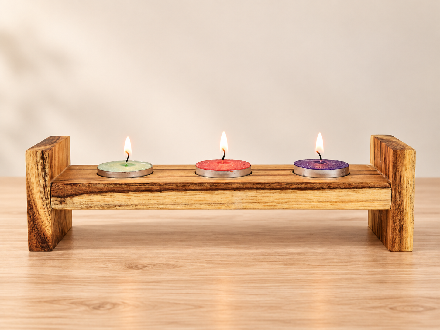Handmade wooden candle holder