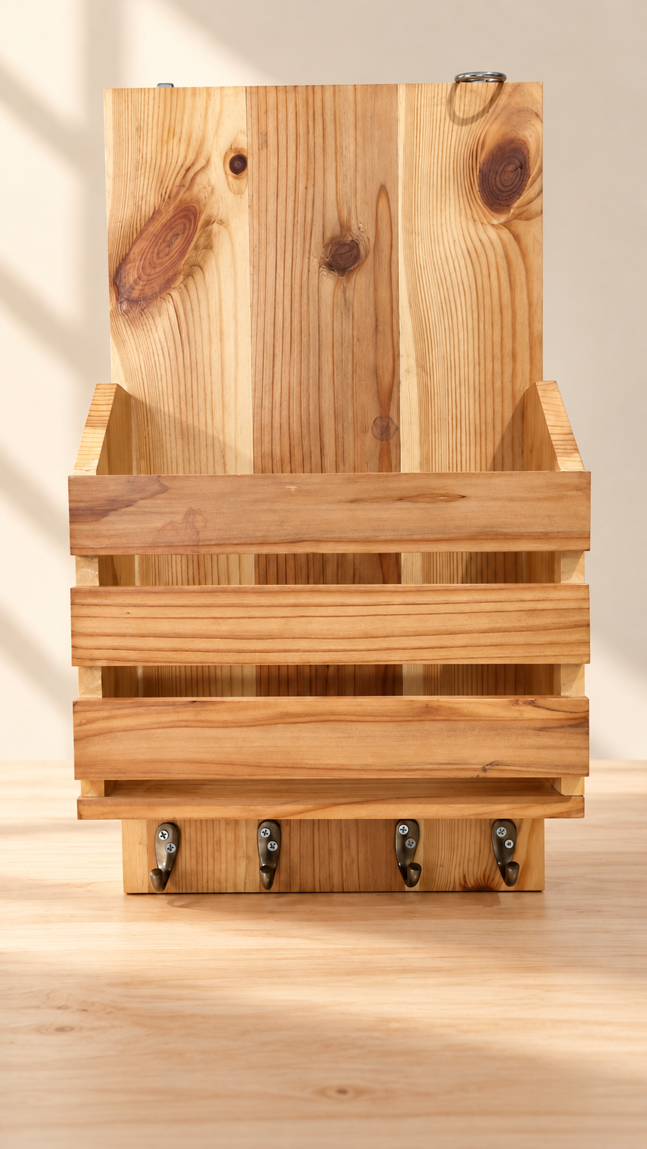 Handmade wooden key and mail holder