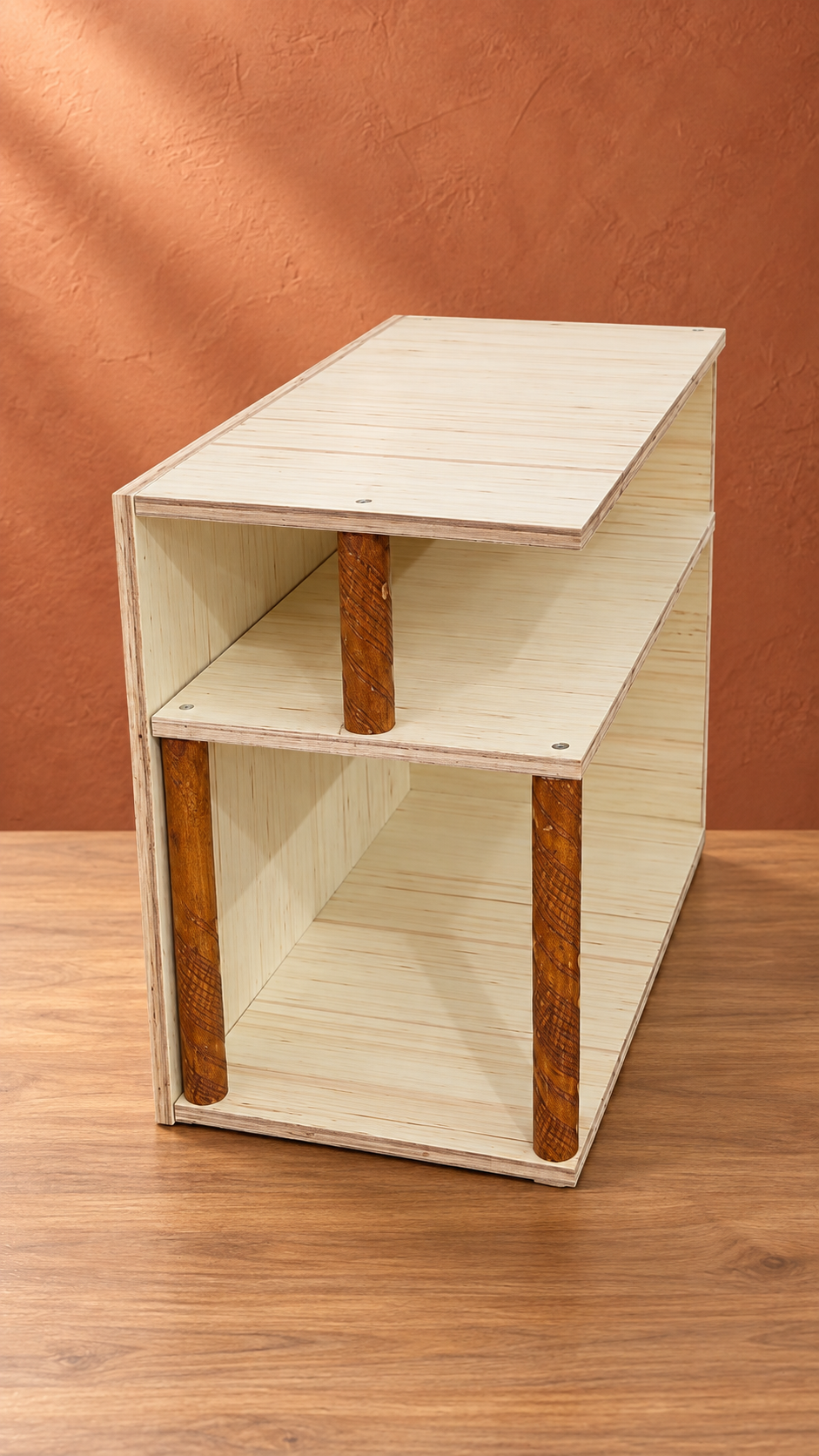 Handmade tiered bookshelf